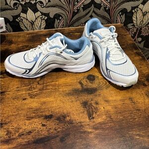 Ryka White and Blue Athletic Shoes with Cushioned Midsole